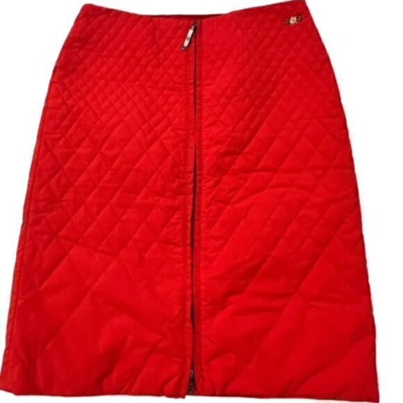 Anthropologie Postcard Red Quilted Skirt Full Zip Floral Size 6‎ Made in Italy - Picture 1 of 16